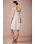 Charming A-line V Neck 3/4 Length Sleeve Short Chiffon Wedding Dress