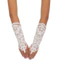 Long Ivory Fingerless Daimond Embroider Tulle Wedding Gloves 8BL