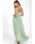Off Shoulder Mint Long Green Chiffon Maxi Prom Dress 