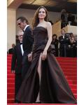 Angelina Jolie Cannes A-line Strapless Split Floor-length Prom Dress