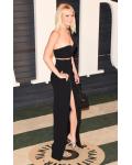  Jennifer Lawrence Black Sheath Strapless Split Floor-length Long Prom Dress