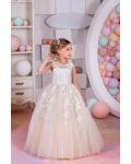  Ball Gown Jewel Sleeveless Lace Floor-length Champagne Colored Flower Girl Dresses
