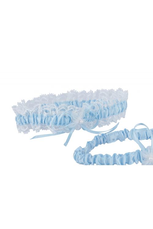 Delicate Ivory And Blue Garter For Girls With Lace Embroider 34*66CM