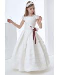 Nectarean Ball Gown Short Sleeve Bow(s) Floor-length Organza Communion Dresses 