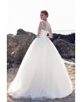 Half Sleeve Lace Top Ball Gown Tulle Wedding Dress 