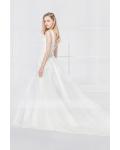 Vintage Lace Appliques Sleeveless A-line Long Tulle Wedding Dress