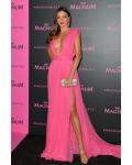 Miranda Kerr Sexy Rose Plunging Neckline Thigh high Split Prom Dress 2017 Cannes Film Festival