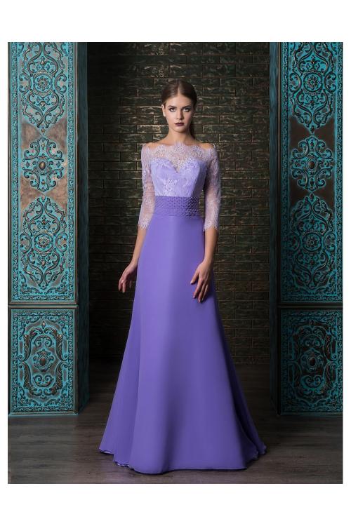 Vintage Lace Off Shoulder Slim A-line Long Chiffon Prom Evening Dress