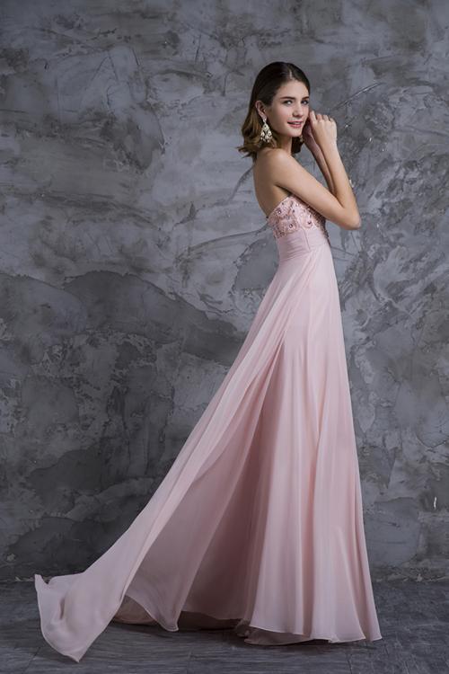 Sweetheart Sleeveless Beading Floor length Long Chiffon Prom Dress