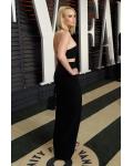  Jennifer Lawrence Black Sheath Strapless Split Floor-length Long Prom Dress