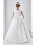 Sleeveless Lace Beading Ball Gown Organza Wedding Dress with Bow 