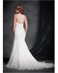 Simple A-line Shoulder Straps Lace Appliques Long Chiffon Beach Wedding Dress