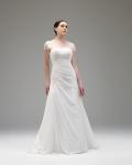 Elegant A-line Straps Lace Ruching Floor-length Chiffon Wedding Dresses 