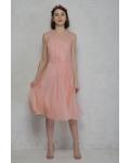  A-line Jewel Sleeveless Knee-length Long Chiffon Bridesmaid Dress 