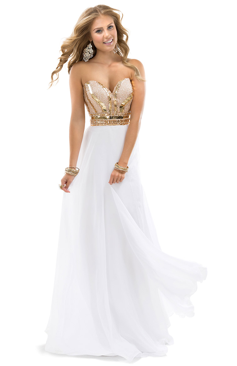 Exquisite A-line Sweetheart Crystal&Pearl Detailing Floor-length Chiffon Evening Dresses_1