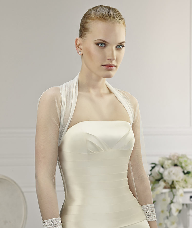 Simple 3/4 Length Sleeve Long Sleeve Tulle Wedding Jackets