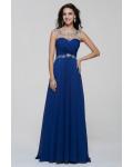 Illusion Neck A-line Long Royal Blue Chiffon Prom Dress 