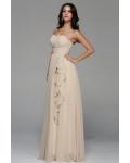 Strapless Sweetheart Long A-line Ruching Chiffon Junior Prom Dress 