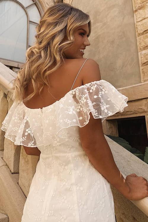 Mermaid Off-the-shoulder Lace Sweep Train Long Wedding Dresses