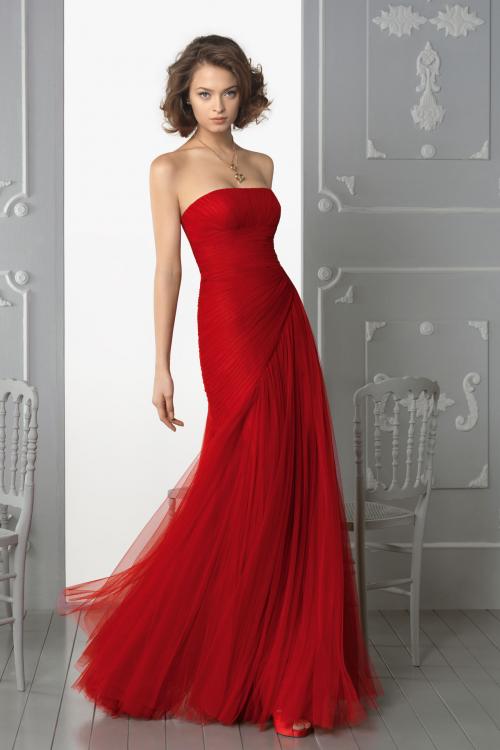  Trumpet/Mermaid Strapless Sleeveless Cascading Ruffles Floor-length Tulle Prom Dresses