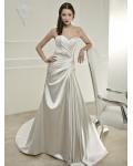 Simple A-line Sweetheart Beading&Sequins Chapel Train Satin Wedding Dresses