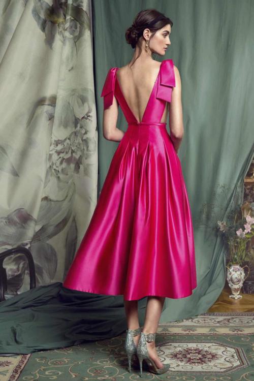  A-line Bateau Neckline Bows Sashes/Ribbons Tea-length Short Satin Prom Dresses