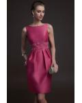 Charming Sheath Bateau Neck Beading&Sequins Bow(s) Pockets Short/Mini Satin Prom Dress 