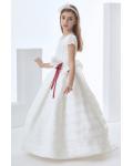 Nectarean Ball Gown Short Sleeve Bow(s) Floor-length Organza Communion Dresses 