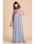  A-line V-neck Sleeveless Empire Waist Ruching Floor-length Long Chiffon Maternity Bridesmaid Dresses with Pocketss