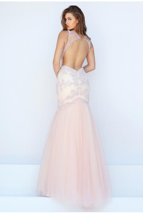  trumpet/mermaid bateau sleeveless beading sequins floor-length tulle evening dresses