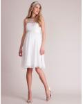 Bateau Neck Sleeveless Lace Bodice Knee-length Short Ivory Chiffon Maternity Dresses