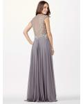 Illusion Bateau Neck Sparkling Beaded Bodice A-line Chiffon Prom Dress 