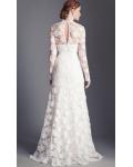 Long Sleeve V Neck Lace Patterns A-line Wedding Dress 