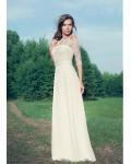 3/4 Sleeve Lace Off Shoulder A-line Chiffon Wedding Dress 
