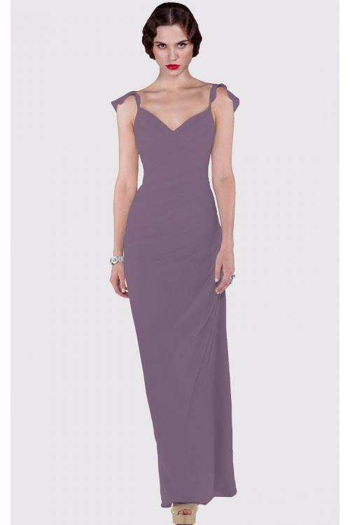 Zipper Sheath Cap Sleeves Floor-length Dropped Bridesmaid Dresses