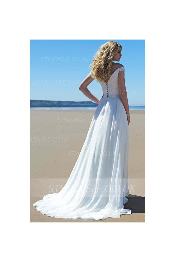 Chic Off the Shoulder Lace Pattern Bodice A-line Tulle Wedding Dress 