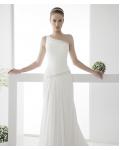 Simple Sheath/Column One Shoulder Beading Sweep/Brush Train Chiffon Wedding Dresses 