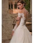 Long Sleeve Off Shouder Illusion Tulle Wedding Dress with Full Back 