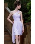 Hot Sale One Shoulder Pleated Chiffon Knee Length Chiffon Prom Dress 