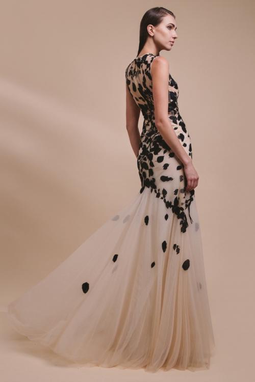  Trumpet/Mermaid Jewel Neckline Sleeveless Lace Appliques Floor-length Long Tulle Evening Dresses