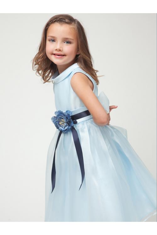 Ice Blue Sleeveless Organza Flowergirl Dresses