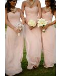 Classical Strapless Sweetheart Pleated Chiffon Long Bridesmaid Dress 