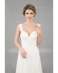 SHoulder Straps Informal Casual Long A-line Ivory Chiffon Wedding Dress