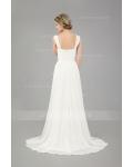 SHoulder Straps Informal Casual Long A-line Ivory Chiffon Wedding Dress