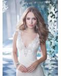 V Neck Sparkle Embroidery Sheath Lace Patterns Wedding Dress 