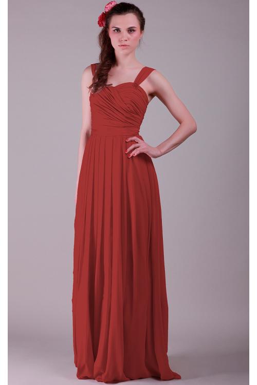 Chiffon Lace-up Sleeveless Natural Floor-length Bridesmaid Dresses