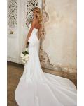 Ivory Strapless Sleeveless Cathedral Train Long Satin Wedding Dresses