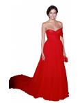 Floor-length One Sleeve Pleated Chiffon Long Prom Dresses