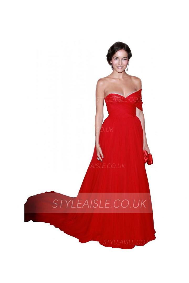Floor-length One Sleeve Pleated Chiffon Long Prom Dresses