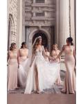 Mermaid V-neck Sleeveless Empire Waist Floor-length Long Chiffon Bridesmaid Dresses
